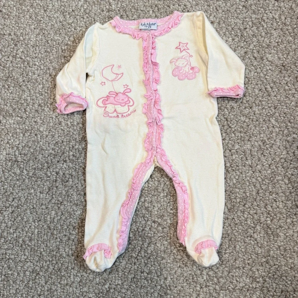 Kyle & Deena Baby Girls Ruffle Bunny Footed Sleeper‎ Pajamas Size 6-9 Months